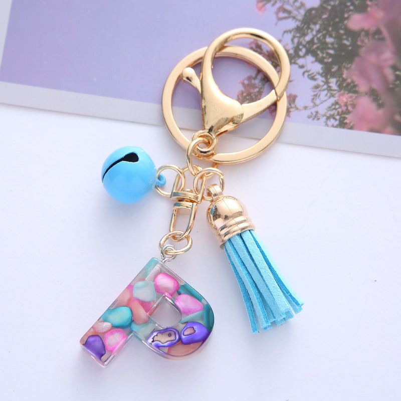 Wholesale English Alphabet Tassel Pendant Resin Drop Glue Keychains